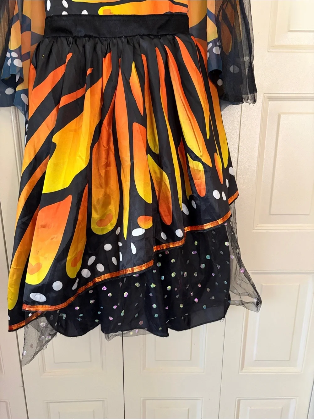 Costume Monarch Butterfly Halloween Vibrant Mesh Cosplay Ruffles Girls Size LG